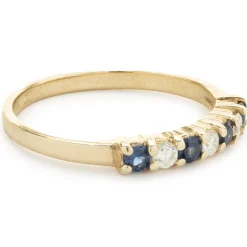 14 Karat Yellow Gold Sapphire and Diamond Band