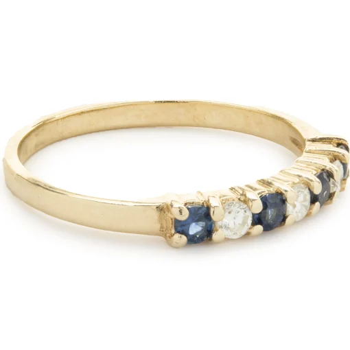 14 Karat Yellow Gold Sapphire and Diamond Band