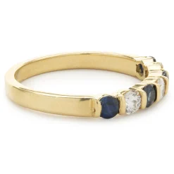 18 Karat Yellow Gold Sapphire and Diamond Band