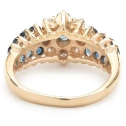 14 Karat Yellow Gold Sapphire and Diamond Flower Ring
