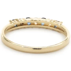 14 Karat Yellow Gold Sapphire and Diamond Band