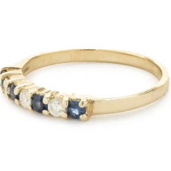 14 Karat Yellow Gold Sapphire and Diamond Band