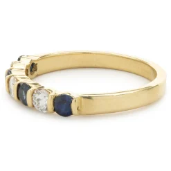 18 Karat Yellow Gold Sapphire and Diamond Band