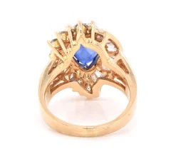 14 Karat Yellow Gold Sapphire and Diamond Cocktail Ring