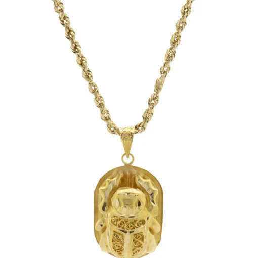 14 Karat Yellow Gold Scarab Necklace