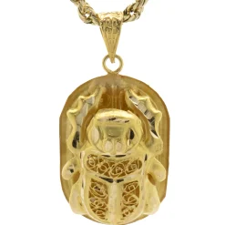 14 Karat Yellow Gold Scarab Necklace