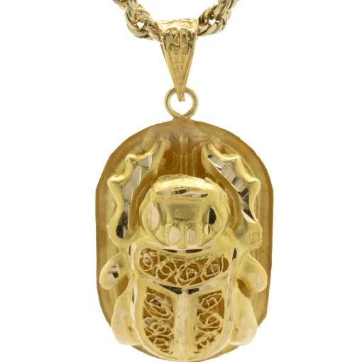 14 Karat Yellow Gold Scarab Necklace
