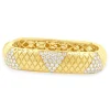 14 Karat Yellow Gold Snake Skin Textured Diamond Squared Bangle Bracelet