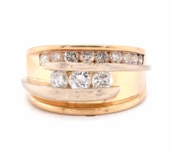 14 Karat Yellow Gold Stacked Bypass Diamond Ring
