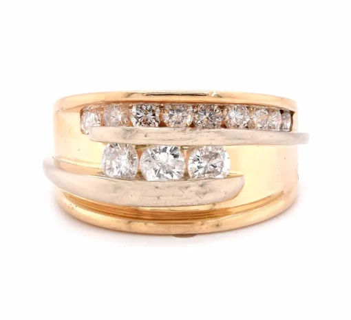 14 Karat Yellow Gold Stacked Bypass Diamond Ring