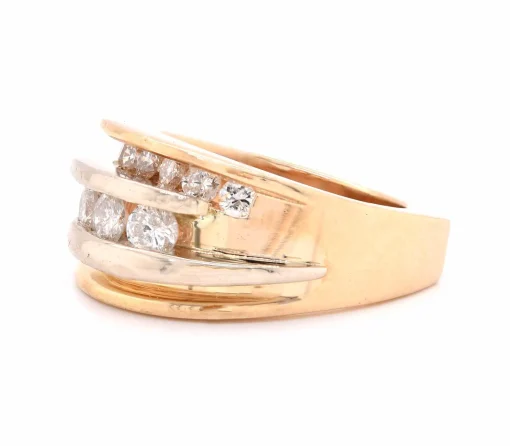 14 Karat Yellow Gold Stacked Bypass Diamond Ring