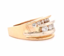14 Karat Yellow Gold Stacked Bypass Diamond Ring