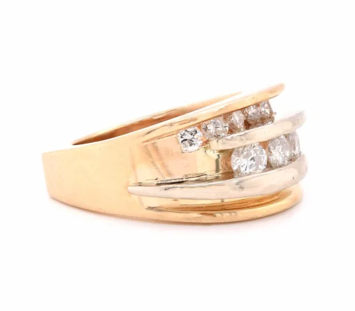 14 Karat Yellow Gold Stacked Bypass Diamond Ring