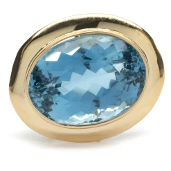 14 Karat Yellow Gold Swiss Blue Topaz Slide Pendant