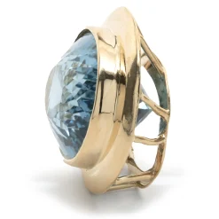 14 Karat Yellow Gold Swiss Blue Topaz Slide Pendant