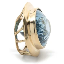 14 Karat Yellow Gold Swiss Blue Topaz Slide Pendant