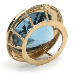 14 Karat Yellow Gold Swiss Blue Topaz Slide Pendant