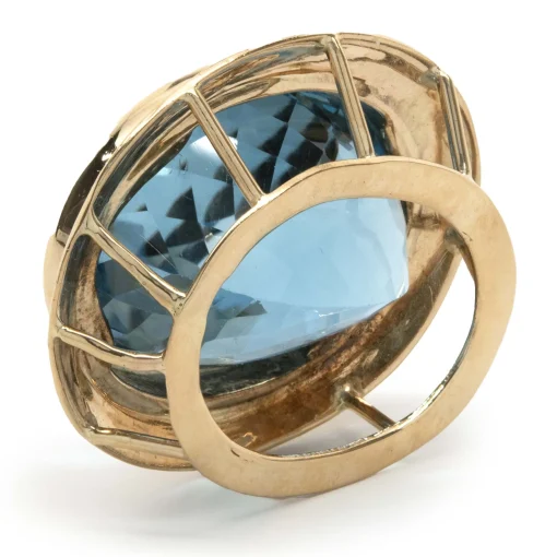 14 Karat Yellow Gold Swiss Blue Topaz Slide Pendant