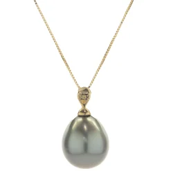 14 Karat Yellow Gold Tahitian Pearl Necklace