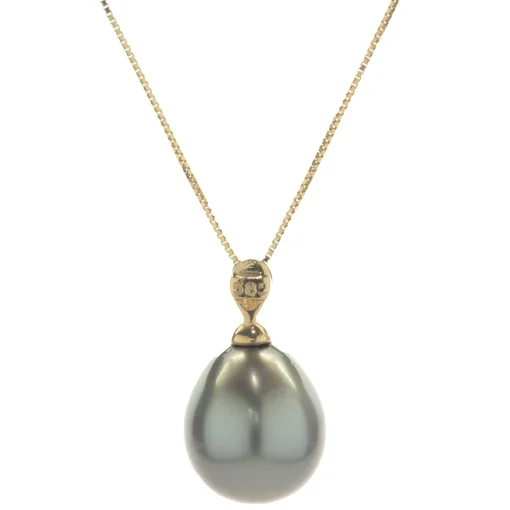 14 Karat Yellow Gold Tahitian Pearl Necklace