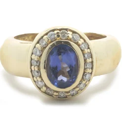 18 Karat Yellow Gold Tanzanite and Diamond Ring