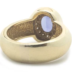 18 Karat Yellow Gold Tanzanite and Diamond Ring