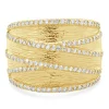 14 Karat Yellow Gold Textured Wide Diamond Crossover Band