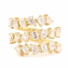 18 Karat Yellow Gold Three Row Pear and Baguette Diamond Bypass Ring