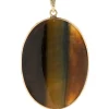 14 Karat Yellow Gold Tigers Eye Oval Pendant