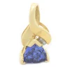 14 Karat Yellow Gold Trillion Cut Tanzanite and Diamond Pendant