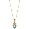 14 Karat Yellow Gold Trillion Cut Blue Topaz and Diamond Necklace