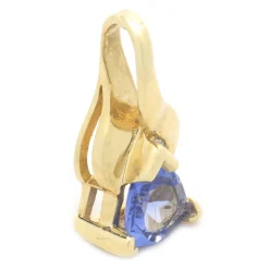 14 Karat Yellow Gold Trillion Cut Tanzanite and Diamond Pendant