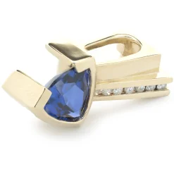 14 Karat Yellow Gold Trillion Tanzanite and Diamond Slide Pendant