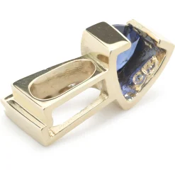 14 Karat Yellow Gold Trillion Tanzanite and Diamond Slide Pendant