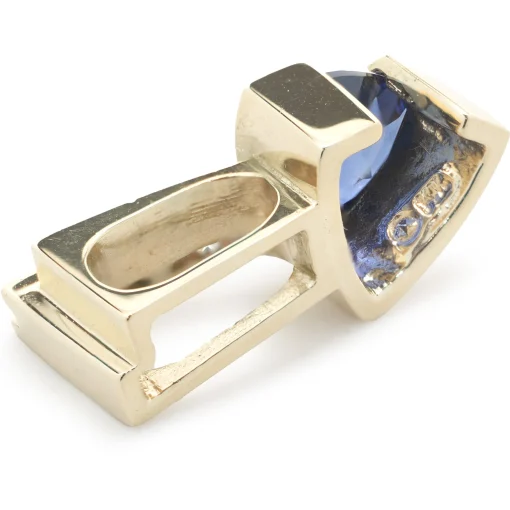 14 Karat Yellow Gold Trillion Tanzanite and Diamond Slide Pendant