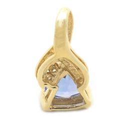 14 Karat Yellow Gold Trillion Cut Tanzanite and Diamond Pendant