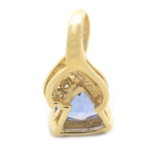 14 Karat Yellow Gold Trillion Cut Tanzanite and Diamond Pendant
