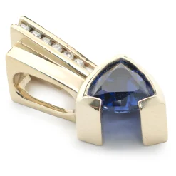 14 Karat Yellow Gold Trillion Tanzanite and Diamond Slide Pendant