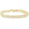 14 Karat Yellow Gold Triple Row Diamond S Link Bracelet