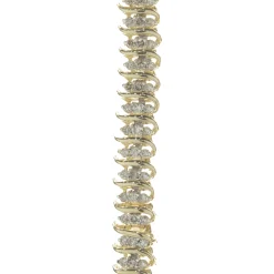 14 Karat Yellow Gold Triple Row Diamond S Link Bracelet