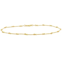 14 Karat Yellow Gold Twisted Wire Station Anklet