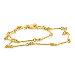 14 Karat Yellow Gold Twisted Wire Station Anklet