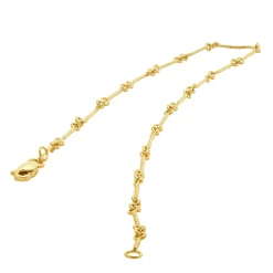 14 Karat Yellow Gold Twisted Wire Station Anklet