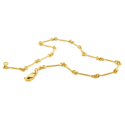 14 Karat Yellow Gold Twisted Wire Station Anklet