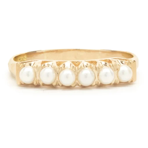 18 Karat Yellow Gold Vintage Pearl Band