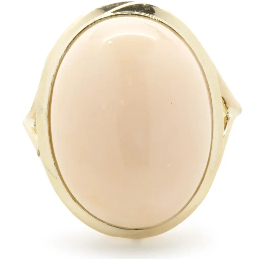 14 Karat Yellow Gold Vintage Angle Skin Coral Ring
