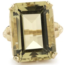 10 Karat Yellow Gold Vintage Lemon Quartz Ring