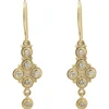 14 Karat Yellow Gold Vintage Style Bezel Set Diamond Drop Earrings