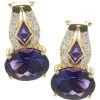 18 Karat Yellow Gold Vintage Diamond and Amethyst Drop Earrings