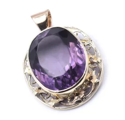 10 Karat Yellow Gold Vintage Amethyst Pendant